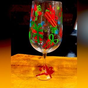 Christmas hand painted wine glass